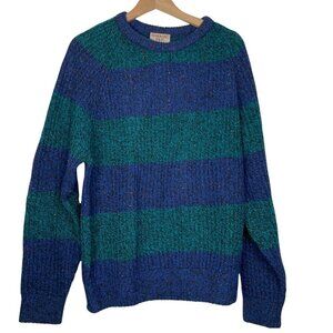 VTG Woodward Shop 100% British Wool Colorblock Striped Knit Sweater Size: XL